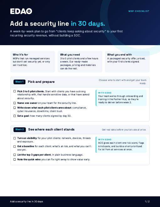 Agregue una línea de seguridad en 30 días